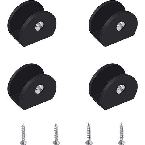 TAISHENGDA-Ineasicer Pince à Verre, 4 Pièces de Support d’Étagère en Verre Support Tablette Verre Noir, Fixation Tablette Verre Réglable, Demi-Rondes, en Alliage d'Aluminium, Pour Verre de 6 à 8 mm d' (1/5)