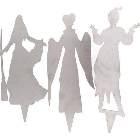 Lot de 3 silhouettes d'Halloween pour jardin, panneaux de sorcières en métal, décorations d'Halloween pour l'extérieur, fêtes, festivals, maison (1/5)