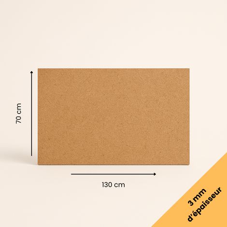 Plaque MDF brute 70x130 cm (700x1300 mm) - Épaisseur 3 mm - Découpe bois rectangulaire pour bricolage, déco, maquette, DIY
