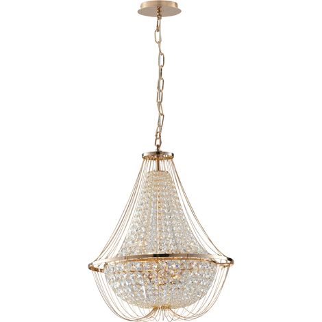 "Lampadario a sospensione VIENNA a quattro luci oro in metallo con cristalli"