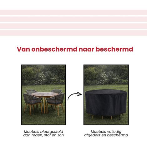 Housse pour salon de jardin Ronde - 185 cm x 110 cm - Zwart - Housse de protection pour votre salon de jardin - Housse de protection pour salon de jardin (1/5)