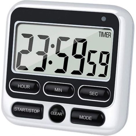 Nero - Timer da cucina utile, suono forte 70-90dB, display digitale, design a pulsante, orologio, ch (1/4)