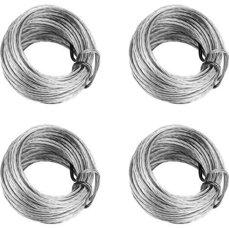 12 m Heavy Duty Metal Hanging Wire Picture Hanging Wire Braided Metal for Picture Frame Iron Cable for Hanging Photos Mirrors Clocks, 3 m x 4 Pieces (1/5)