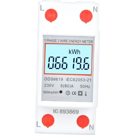 Compteur électrique monophasé DDS6619 230V rail DIN 2P avec rétroéclairage (1/5)