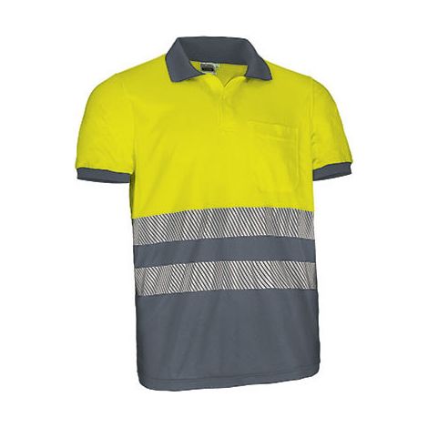 Polo de Alta Visibilidad bicolor de manga corta y bolsillo THURSO S Amarillo flúor / Gris cemento (1/3)