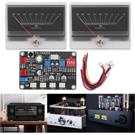 Kit de medidores de audio VU con preamplificador y placa controladora, 2 medidores VU de ABS/PCB, sensibilidad de 960 µA, retroiluminación ajustable, para proyectos de bricolaje y audio doméstico/auto (1/5)