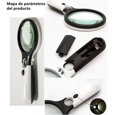 Tragbare Lupe 6902AB für Kinder, Bildungszwecke und Senioren – 2-fache Vergrößerung mit 3 LEDs und drei AAA-Batterien (1/5)