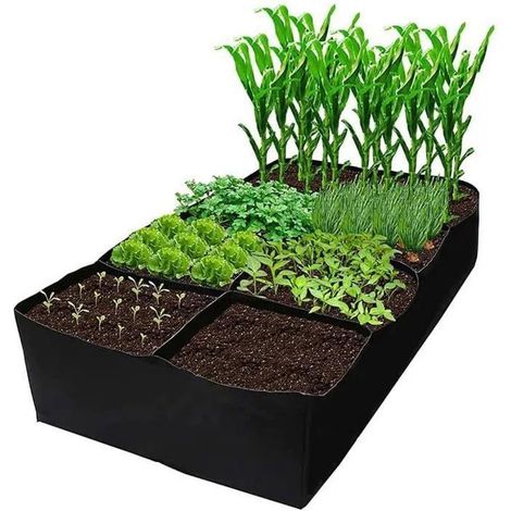 Sacs de Culture pour Lits de Légumes,Sacs de Plantation en Tissu Non-tissé,Sac de Culture Rectangulaire avec 8 Grilles Divisées (1/5)