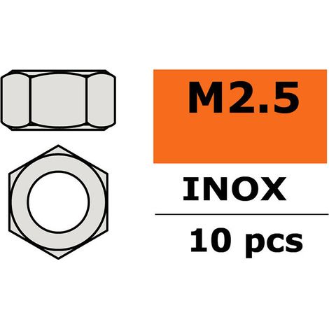 Revtec - Hexagon Nut - M2 5 - Inox - 10 pcs