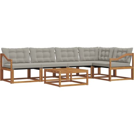 Conjunto de sofás de exterior 6 pcs Gris Natural y Claro vidaXL (1/5)