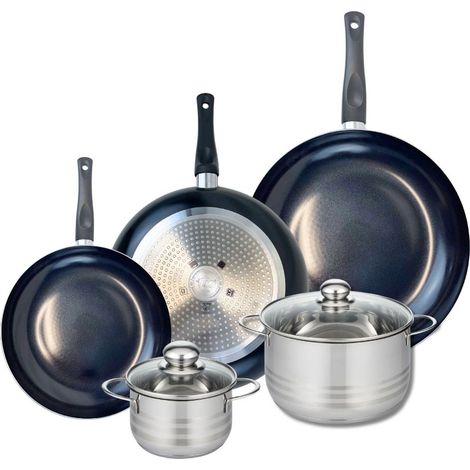 Ensemble de 3 Poêles de cuisson 24, 28 et 32 cm et 2 faitouts 14 et 20 cm Elo Prima Brillant (1/5)