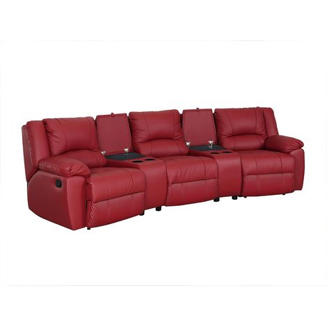 Divano relax a 3 posti in cuoio Rosso - AROMA (1/5)