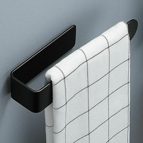Black Bathroom Towel Rack, No-Drill Towel Holder SUS304 Kitchen Towel Holder (1/5)