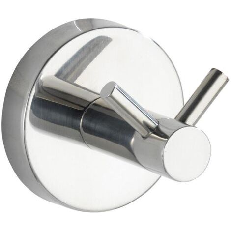 Crochet mural WENKO Bosio Shine inox 5.5 cm argenté salle de bain crochet mural inox crochet mural design salle de bain crochet mural sans percer crochet double salle de bain patere salle de bain inox (1/4)
