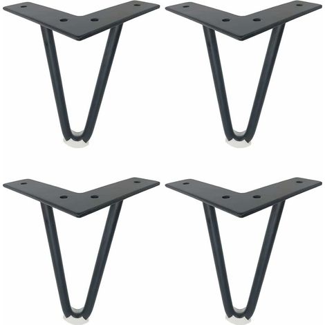 4 pièces Épingle À Cheveux Table Jambes Épais Solide en Métal Meubles Pied Chaise Canapé-Lit Armoire Pieds Fer DIY Heavy Duty Bureau Jambe,Noir,10cm (1/5)