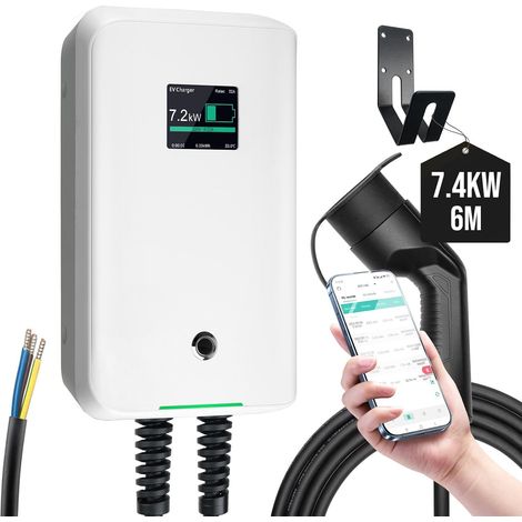 Electric Vehicle Charging Station Type 2 32A 7KW 6M with APP Supports Bluetooth and WiFi Standard Connection for Charging Station, IEC 62196-2 Standard, RCD Type B (1/5)
