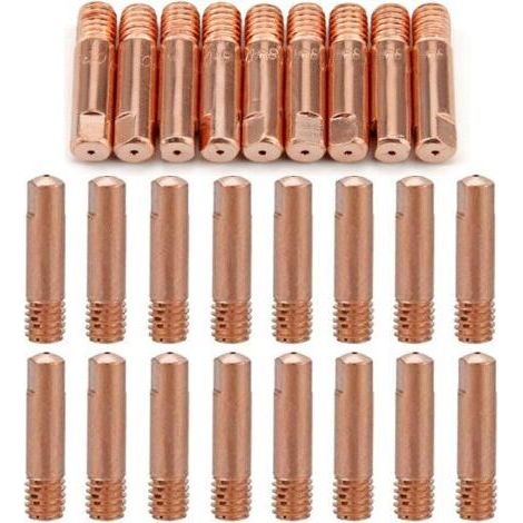 40 pièces MB15 15AK buses de gaz buses de contact porte-buse 0,8/1,0 mm MIG/MAG consommables pour torche de soudage pointes de contact MIG machine de soudage MIG(20pc-0.8mm,20pcs-1.0mm) (1/4)