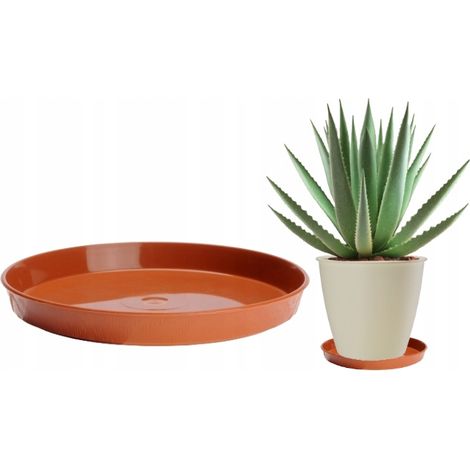 Soporte de imitación madera para maceta de terracota de 19 cm.