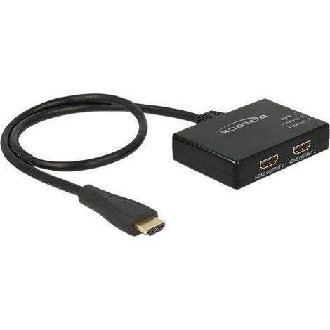 Répartiteur vidéo-audio - DeLock - HDMI Splitter - 2 x HDMI - Noir - Idéal pour présentations (1/3)