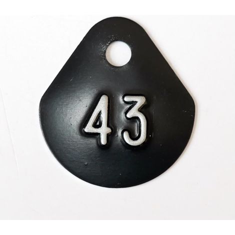 Chiffre goutte d'eau fond noir (à l'unité) estampé "43" en relief blanc hauteur d'écriture 11mm DERANCOURT