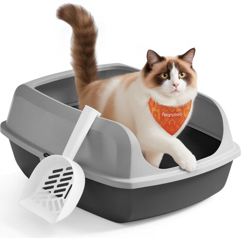 Bac à Litière pour Chat, Parois Hautes, XXL, Ouvert sur Le Dessus (1/5)