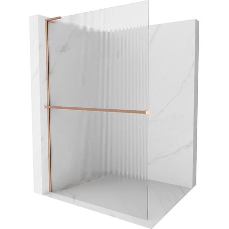 Mexen Kioto+ L pannello doccia con scaffale Walk-in 70 x 200 cm, righe, rame spazzolato - 800-070-123-65-09 (1/5)