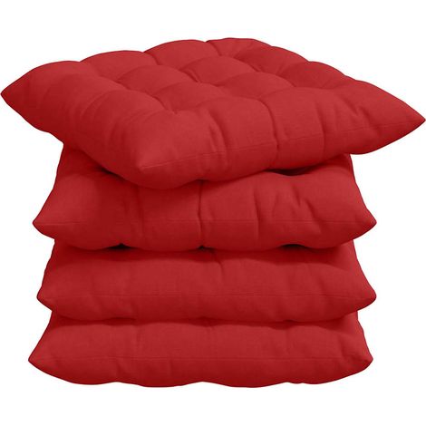 Seat Cushions 4 pcs Red 40 x 40 x 6 cm Fabric vidaXL