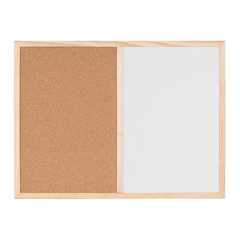 Tableau mixte Liège/Blanc laqué magnétique cadre bois 60 x 90 cm Bi-Office (1/5)