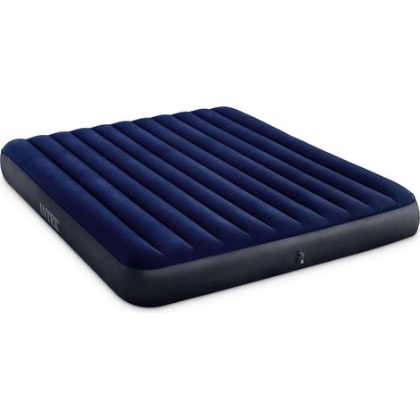 Intex 64755 - Materasso Gonfiabile Dura-Beam Classic Downy Matrimoniale, PVC, Blu, 183x203x25 cm (1/5)