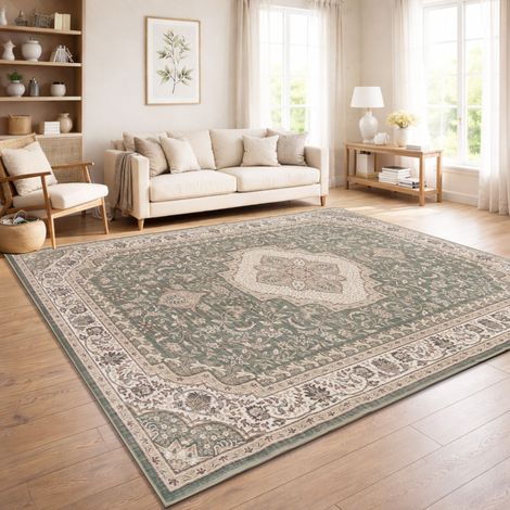 Paco Home Tappeto Vintage Boho Moderno Soggiorno Pelo Corto Lavabile Verde Beige 200x280 cm (1/5)