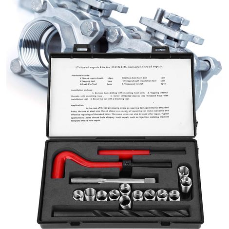 Kit de réparation de manchons filetés en 17 pièces pour filetages internes M11x1,25 (1/5)