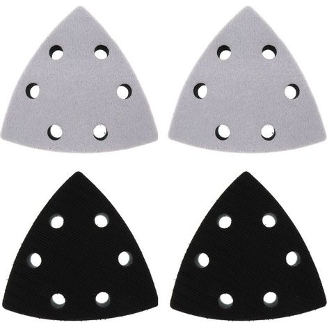 4 Pièce Triangulaire Tampon de Ponceuse de Remplacement, 90 x 90 x 90 mm Tampon de Remplacement de Ponceuse, 6 Trous Triangles Ponceuses de Tampon de Remplacement(Noir) (1/5)