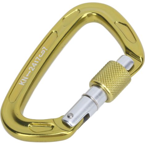 D-Karabiner, einfach zu befestigen, sicher, langlebig, rutschfest, aus Flugzeugaluminium, gelb (1/5)