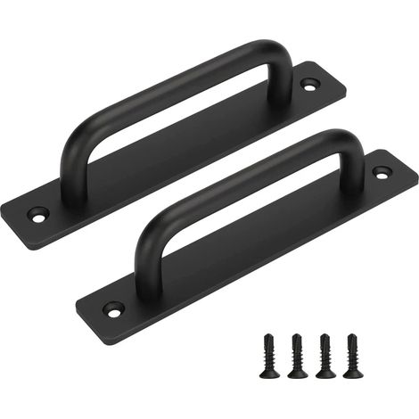 Paire de poignées coulissantes pour porte, noir mat, poignée de placard de cuisine en alliage d'aluminium, entraxe 128 mm, lot de 2, finition brossée (1/5)