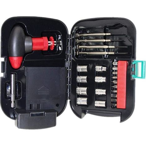 Jeux de tournevis outil lampe de poche Bote Kit T Bit à cliquet poignée manches lampe torche matériel 24PCS Portable (1/5)