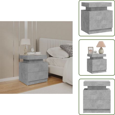 Table de chevet Gris béton 45x35x52 cm Bois d'ingénierie - Table De Chevet - Meuble De Chambre - Table Nuit - Commode - Rangement (1/5)