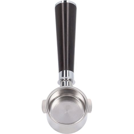Porte-filtre 51 mm à 2 oreilles, sans fond, en acier inoxydable, pour cafetière Delonghi ECO310, en bois d'ébène africain (1/5)