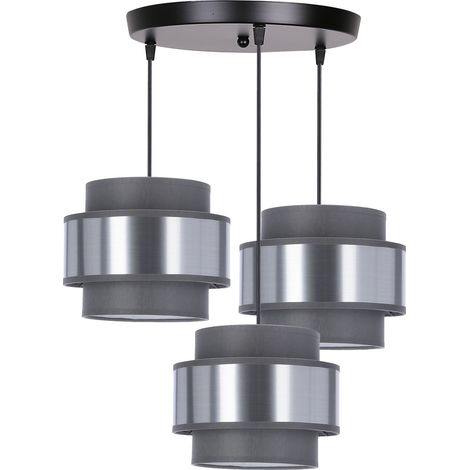 Suspension noire abat-jour gris 3xE27 40W Candellux (1/2)
