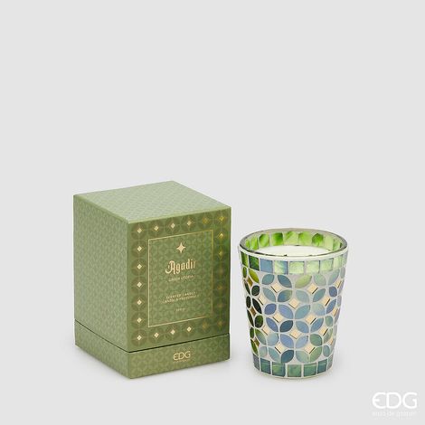 EDG Enzo De Gasperi Candela Agadir con Profumo 360 Gr H 12 Cm D 10,5 Cm Green Utopia