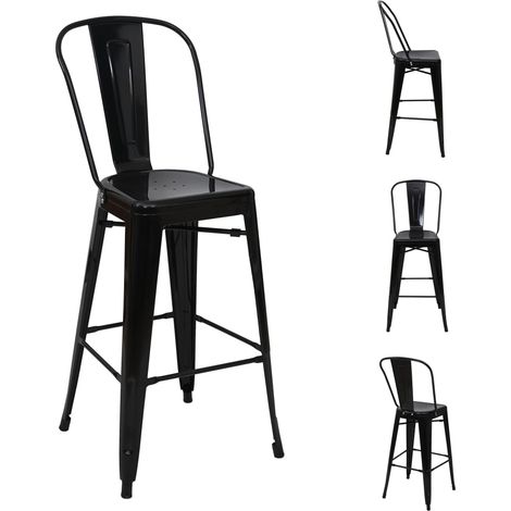 Set 4x sedie sgabelli da bar HHG-866 design moderno metallo nero