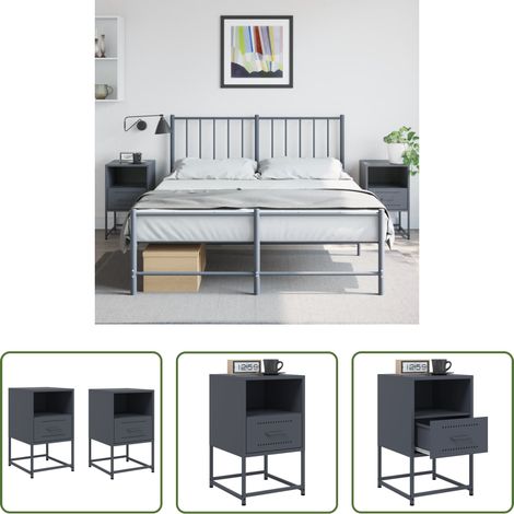 Meuble industriel - Tables de chevet 2 pcs anthracite 36x39x60,5 cm acier (1/5)