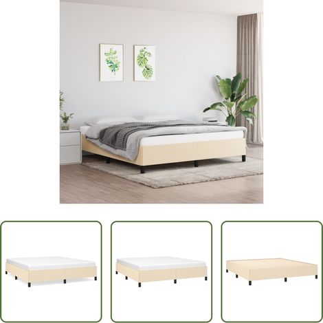 Sommeil -  Cadre de lit sans matelas crème 180x200 cm tissu (1/5)