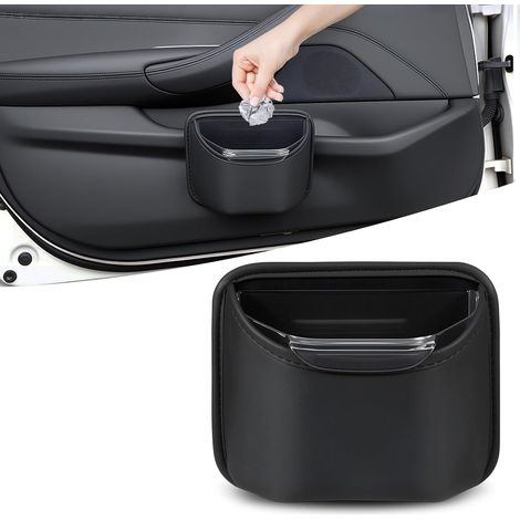 Papelera pequeña para coche, para puerta lateral y asiento trasero, de piel, impermeable, con inserto extraíble de fácil colocación. Papelera compacta para coche, organizador de almacenamiento versáti