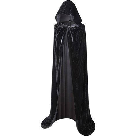 Cagoule en velours couvrante, cape d'Halloween, costume (noir, 150 cm) (1/5)