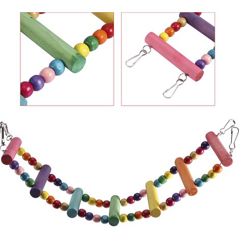 Perles colorées en bois naturel, échelle à grimper, balançoire, support pour perroquet, accessoires pour perroquets (1/5)