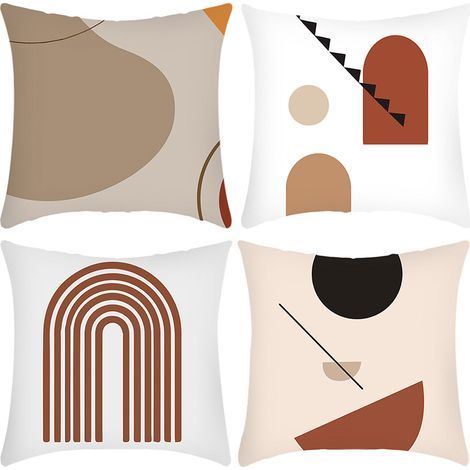 Housse de Coussin 45x45cm Canapé Decoratif Carré Lin Taie d'oreiller Moderne Housses de Coussin pour Maison Salon Chambre Décoration D'intérieur, Ensemble de 4 pièces Art abstrait, 18x18in (1/5)