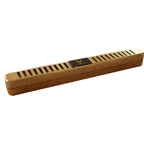 1 Humidificateur Cave à Cigares, Forme Cigare, Polymère Acrylique, Or, Pour 25 Caves