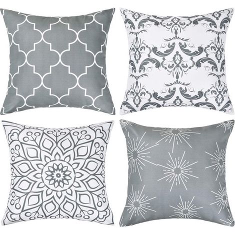 Set di federe decorative - Super morbide - 4 pezzi - Grigio - 40 x 40 cm (1/5)