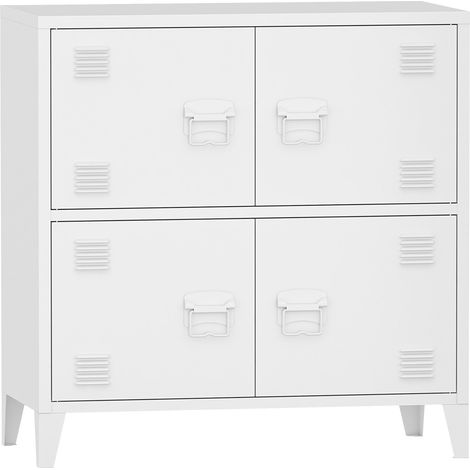 Armadio da ufficio armadietto da ufficio mobiletto per soggiorno ufficio camera da letto officina in metallo con 4 ante in acciaio 82 x 80 x 40 cm bianco 030006326