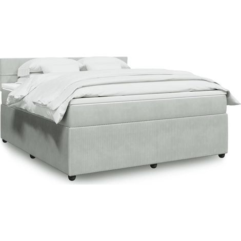Boxspringbett mit Matratze Hellgrau 180x200 cm Samt